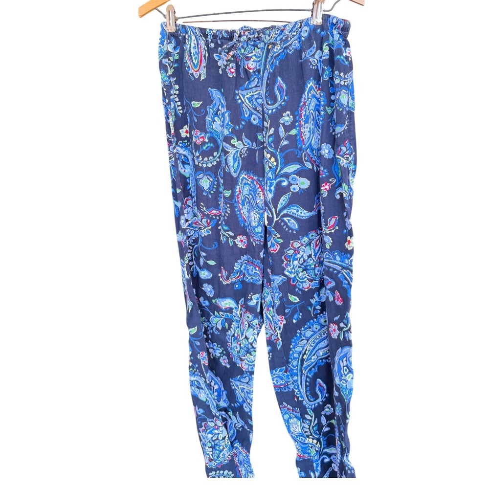 Lauren Ralph Lauren Womens Blue Paisley Pajama Set Button Front Long Sleeve M - Picture 8 of 10